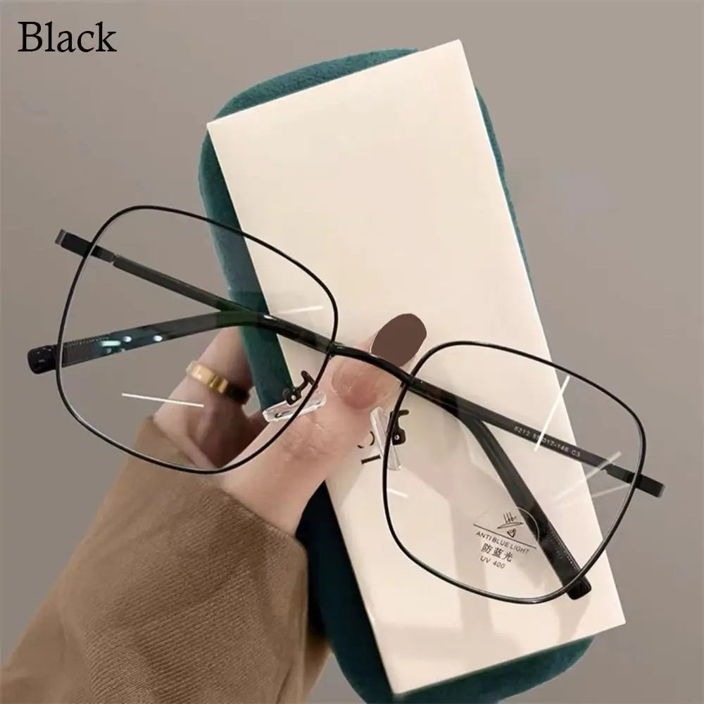 Metal Frame Myopia Glasses Frame Fashion Women Men Big Frame Anti-UV Blue Rays Glasses Ultra-light Vision Care Eyeglasses