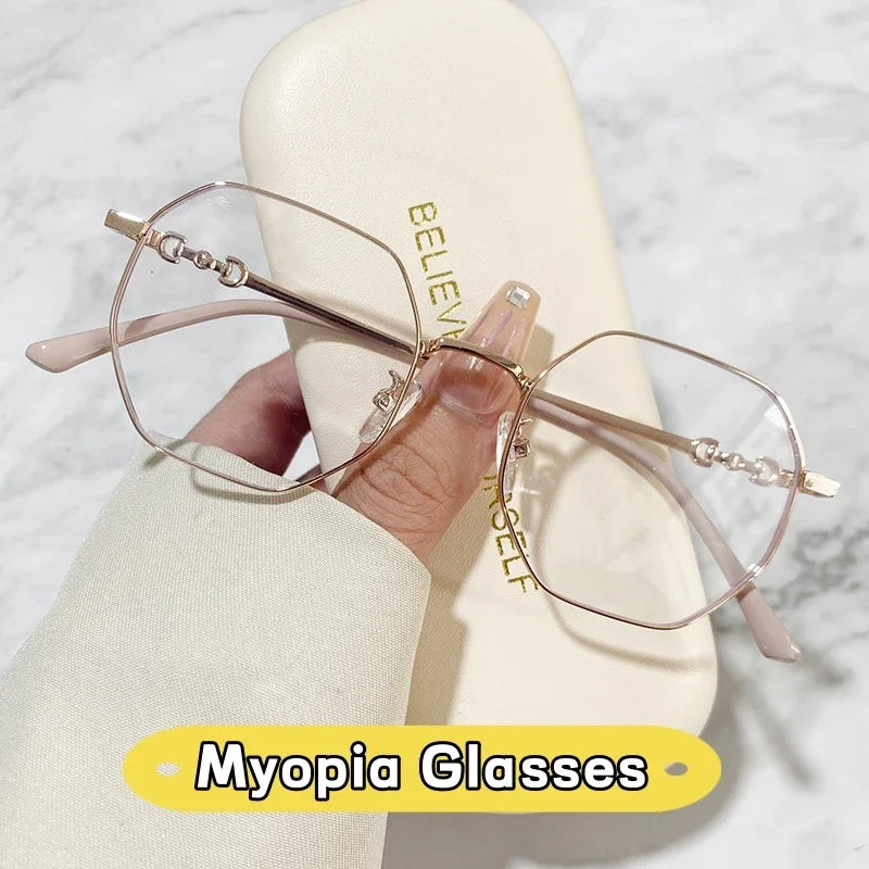 Luxury Anti-blue Light Myopia Glasses Trendy Women’s Minus Diopter Eyewear Fashion Near Sighted Glasses Prescription Eyeglasses