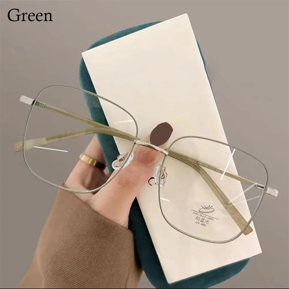 Metal Frame Myopia Glasses Frame Fashion Women Men Big Frame Anti-UV Blue Rays Glasses Ultra-light Vision Care Eyeglasses